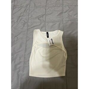 Elle Boutique Venti6 Keyhole Open Front Crop Top White So Small